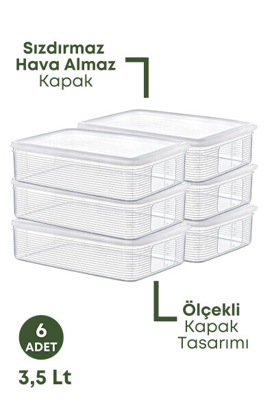 6 dona 3,5 litrli muzlatgich ichki tashkilotchi saqlash idishlari - muzlatgich va mikroto'lqinli pech - GRIMORLIFE (1)