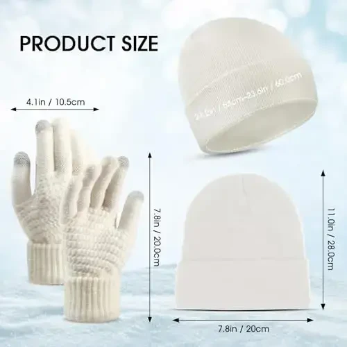 6 dona ayollar trikotaj shapka, qish uchun sensorli ekranli qo'lqoplar to'plami, Rojdestvo uchun yoqimli shapkalar, yumshoq bosh suyagi qopqog'i sovg'alari - 2