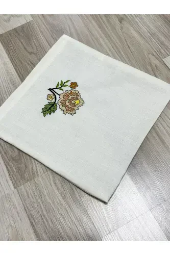 6 dona etamin kashtasi bilan bezatilgan qutili joynamoz to'plami sep uchun bo'xchali kelin kuyov joynamoz to'plami - Krem - 5