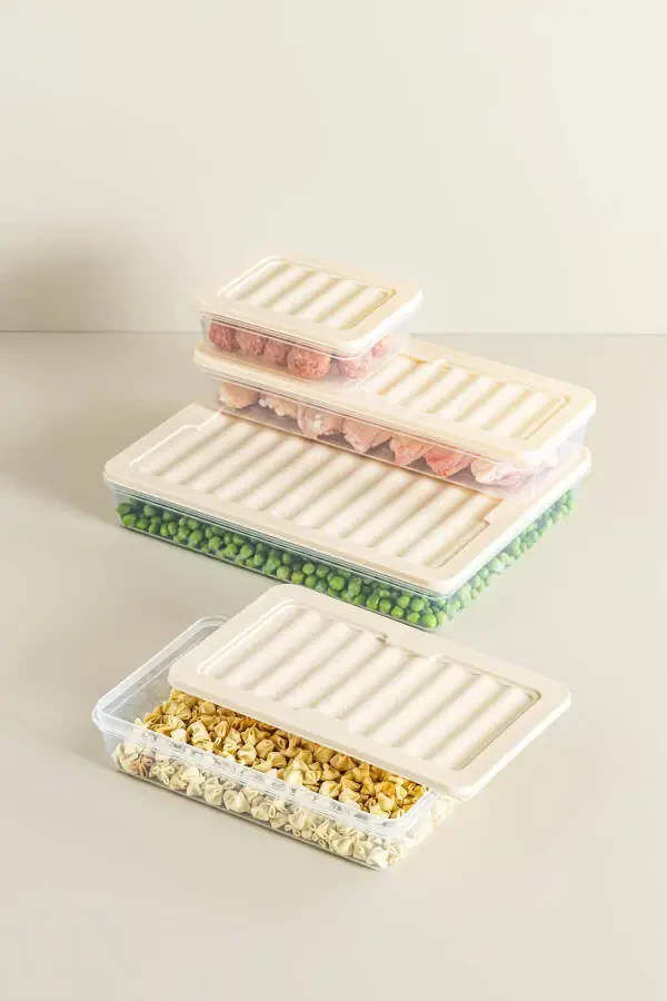 6 dona Freshbox Mikroto'lqinli va muzlatgichga mos saqlash idishi to'plami 4 krem - 12