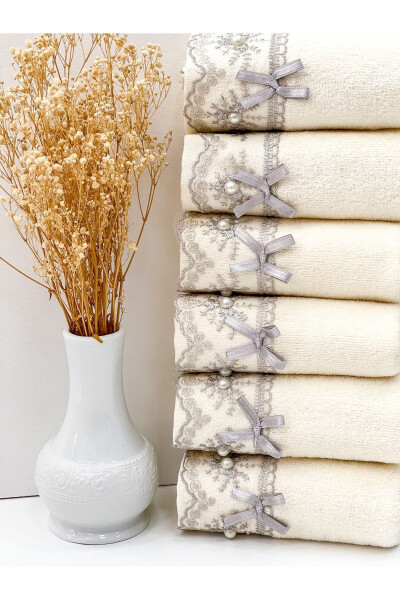 6 dona gulli lenta bilan baxmal 30x50 oshxona sochiq - AYHANHOME (1)