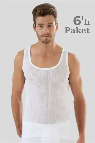 6 dona Oq erkaklar toʻrli Atletik %100 Paxta Teshikli Yozgi Erkaklar Atletikasi - 3