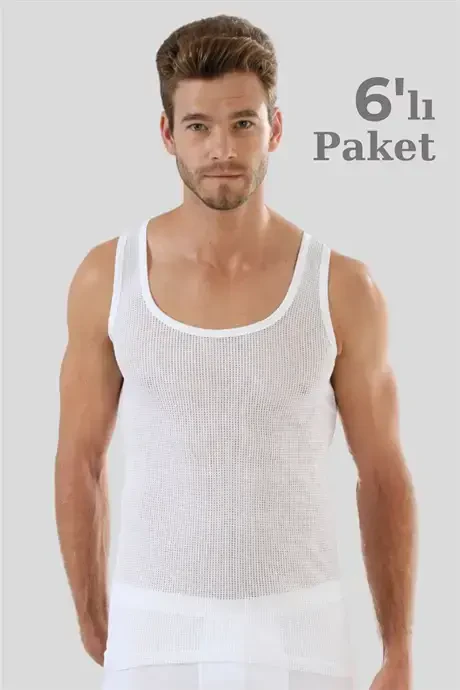 6 dona Oq erkaklar toʻrli Atletik %100 Paxta Teshikli Yozgi Erkaklar Atletikasi - 3