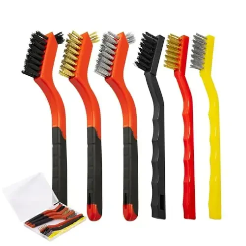 6 dona simli cho'tka to'plami, zangni, payvand qoldiqlarini, bo'yoq va iflosliklarni tozalash uchun zanglamaydigan po'lat/mis/neylon cho'tka - 7