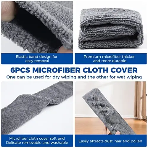 6 dona Tozalagich mato Almashtirish Mato Tortiladigan Bo'shliq Chang Tozalagich Mato, Qayta foydalanish mumkin bo'lgan Mikrofiber Mato Qoplami Yuviladigan, Uy Mebelining ostidagi Chang Tozalagich To'ldirgichi Uy Oshxona Uy Devori Divan Tozalash uchun Anjomlar - 3