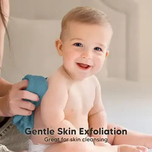 6 dona yumshoq bolalar uchun yuvinish latta, bambuk viskozasi - bolalar, yangi tug'ilgan chaqaloq uchun sochiq, chaqaloq dushi, kichkintoylar uchun qayta ishlatiladigan yuz sochiqchasi, teriga yumshoq, chaqaloqlar uchun yuz yuvish latta, 10x10 (Aegean ko'k) - 3