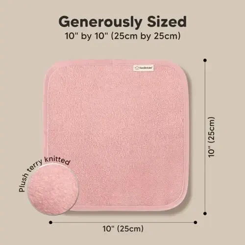 6 dona yumshoq bolalar uchun yuvinish lattalari, bambukdan tayyorlangan viskoza - bolalar, yangi tug'ilgan chaqaloqlar uchun sochiqlar, go'dak dushi, kichkintoylar uchun qayta ishlatiladigan yuz sochiqlari, teriga yumshoq, bolalar uchun yuz yuvish lattalari, 10x10 (pushti) - 4