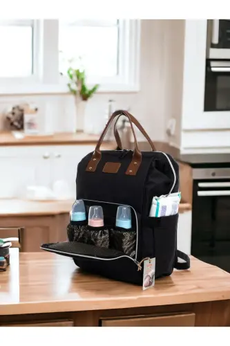 6 DO‘STLI BEBEK DO‘G‘RI SETI (KASALXONA CHIQISH, ONA&BEBEK QARASH ELKA VA SIRT SUMKASI, ADYOL, PAYPOQ VA RO‘MOL)-QORA - 3