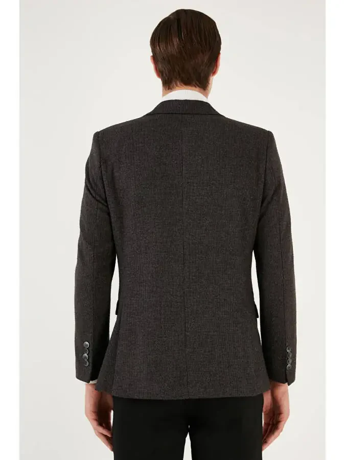 6 Drop Double Breasted Textured Slim Fit Blazer Jacket 6601030 - 5