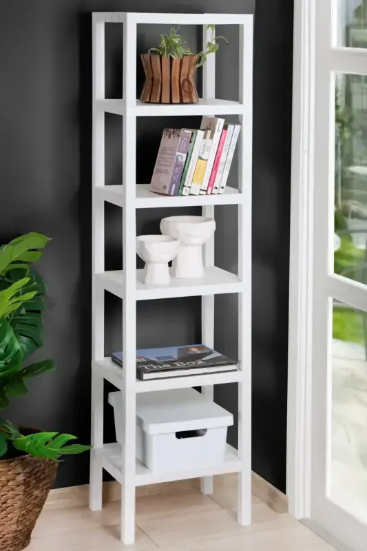 6-ярусная пластиковая полка Кухонная полка Полка для ванной Балконная полка Органайзер для ванной Книжный шкаф Белый-БЕЛЫЙ - 1