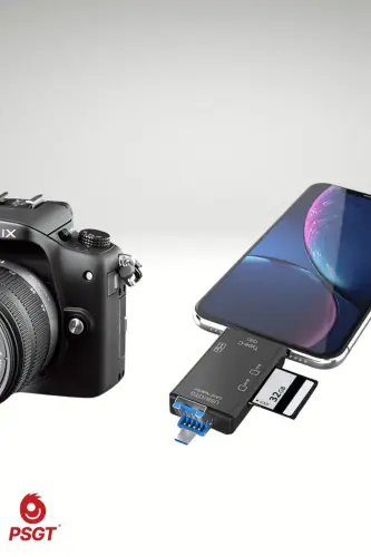 6 in 1 OTG USB kart okuyucu USB0,3 type-c/TF/SD hafıza kartı Laptop aksesuarları adaptörü-kart okuyucu Siyah - 3