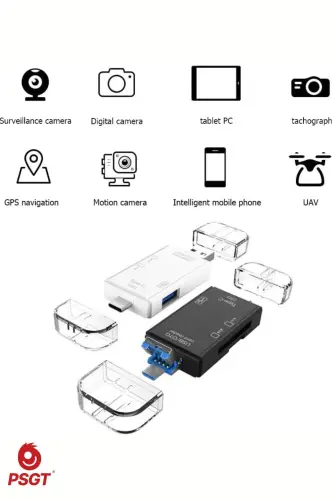6 in 1 OTG USB kart okuyucu USB0,3 type-c/TF/SD hafıza kartı Laptop aksesuarları adaptörü-kart okuyucu Siyah - 4