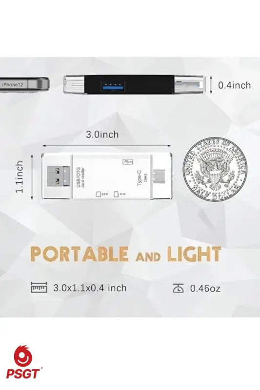 6 in 1 OTG USB kart okuyucu USB0,3 type-c/TF/SD hafıza kartı Laptop aksesuarları adaptörü-kart okuyucu Siyah - 7