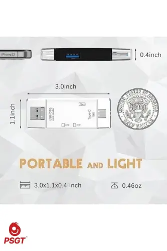 6 in 1 OTG USB kart okuyucu USB0,3 type-c/TF/SD hafıza kartı Laptop aksesuarları adaptörü - kart okuyucu Siyah - 7