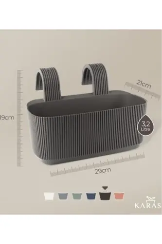 6 Karasu Plastic Pera Hanging Balcony Planter (Plastic Clamps) - CREAM - 4
