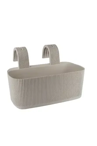 6 Karasu Plastic Pera Hanging Balcony Planter (Plastic Clamps) - CREAM - 3