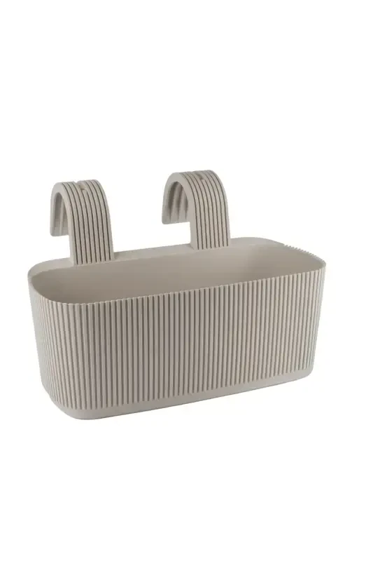 6 Karasu Plastic Pera Hanging Balcony Planter (Plastic Clamps) - CREAM - 3