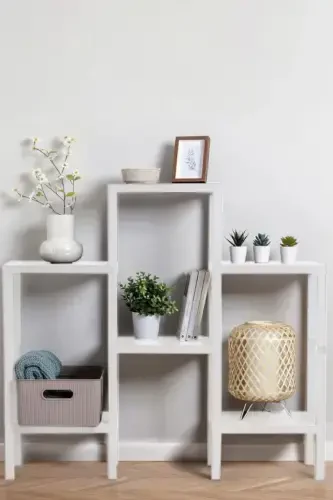 6 Katlı Plastik Raf Ünitesi Mutfak Rafı Banyo Rafı Balkon Rafı Banyo Düzenleyici Kitaplık Beyaz-BEYAZ - 4