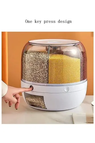 6 Kg Capacity Styles Food And Groceries Storage Container, 6 Compartments, 360 Degree Rotating Organizer - 4