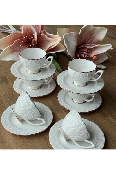 6 Kişilik Porselen Kahve Fincan Takımı-BEYAZ - 3