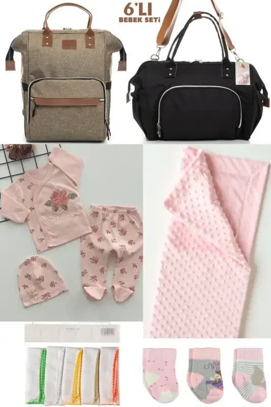 6 LIK CHAQALOQLAR TUG'ILISH TO'PLAMI(KASALXONADAN CHIQISH,ONA&CHAQALOQ PARVARISH ELKA VA XALTA,ODDIY YO'RGAK,PAYPOQ VA RO'MOLCHA)-BEJ - BOMBINOO