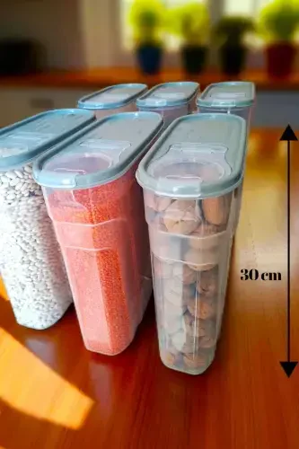 6 Liter 6 Pieces Food Legumes Storage Container Pantry Box 6-Piece Set Luxury Elegant Box Anthracite Gray - SWENCRAFT (1)