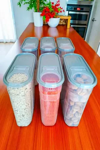 6 Liter 6 Pieces Food Legumes Storage Container Pantry Box 6-Piece Set Luxury Elegant Box Anthracite Gray - 8