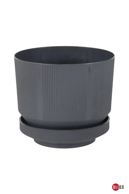 6 Liter Anthracite Decorative Luxury Planter Indoor Outdoor with Tray Plastic Flower Pot - 2