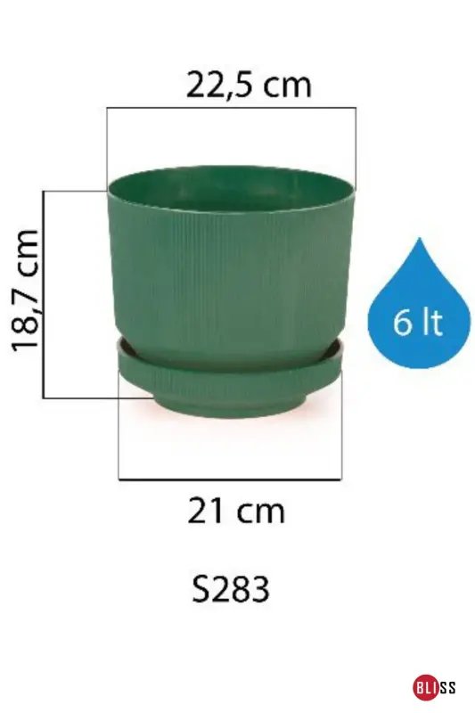 6 Liter Anthracite Decorative Luxury Planter Indoor Outdoor with Tray Plastic Flower Pot - 3
