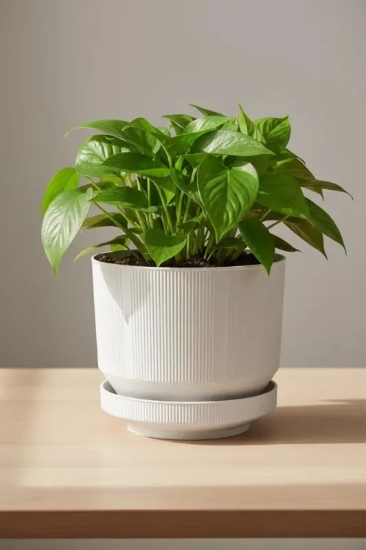 6 Litre Gri Dekoratif Lüks Saksı Iç Dış Mekan Tabaklı Plastik Çiçek Saksısı-Beyaz - BLISS