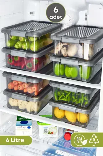 6 Locked Jumbo Size Food Storage Containers Refrigerator Organizer 6 Lt.-freezer-Set of 6 6 LT - 1