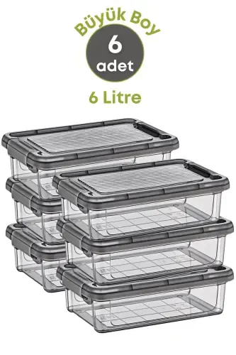 6 Locked Jumbo Size Food Storage Containers Refrigerator Organizer 6 Lt.-freezer-Set of 6 6 LT - 3