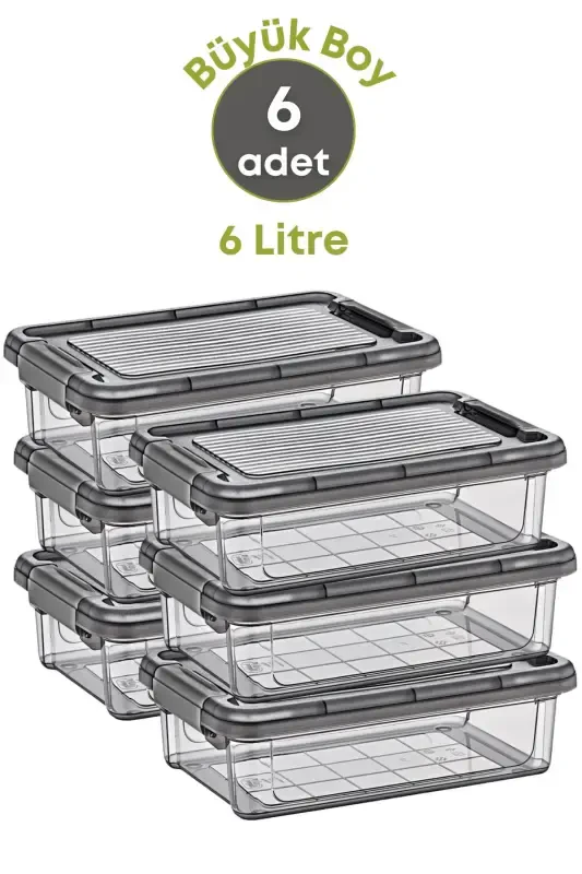 6 Locked Jumbo Size Food Storage Containers Refrigerator Organizer 6 Lt.-freezer-Set of 6 6 LT - 3