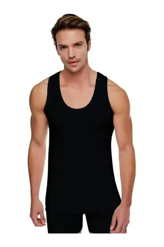 6 Men's Colorful Tank Top Special Price Abani Classic - Not Ribbed! - Black - 1