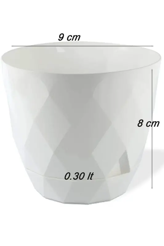 6 Pack 0.65 Lt Karasu Plastic White Flower and Cactus Pots - 3
