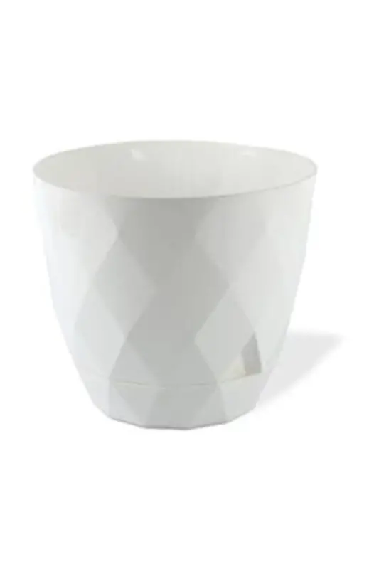 6 Pack 0.65 Lt Karasu Plastic White Flower and Cactus Pots - 4