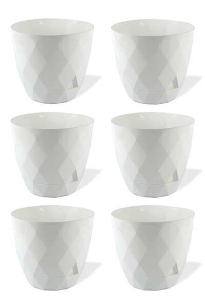 6 Pack 0.65 Lt Karasu Plastic White Flower and Cactus Pots - 1