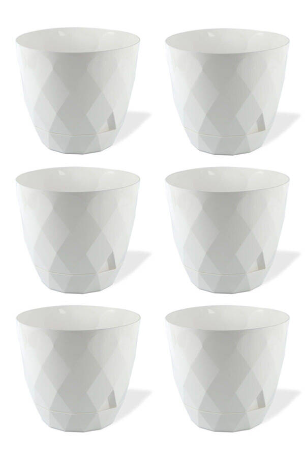 6 Pack 0.65 Lt Karasu Plastic White Flower and Cactus Pots - 1