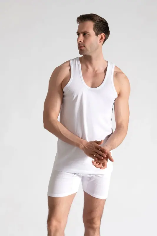 6 Pack 100% Cotton Men's White Tank Top Special Price - 2