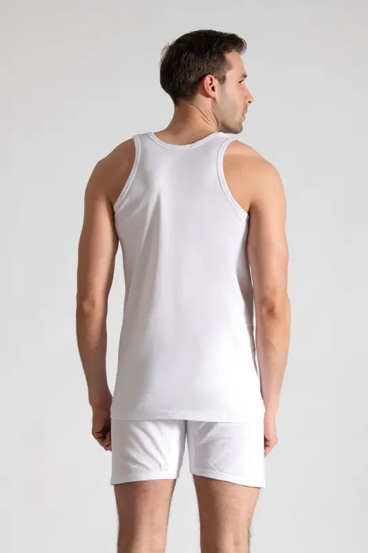 6 Pack 100% Cotton Men's White Tank Top Special Price - 4