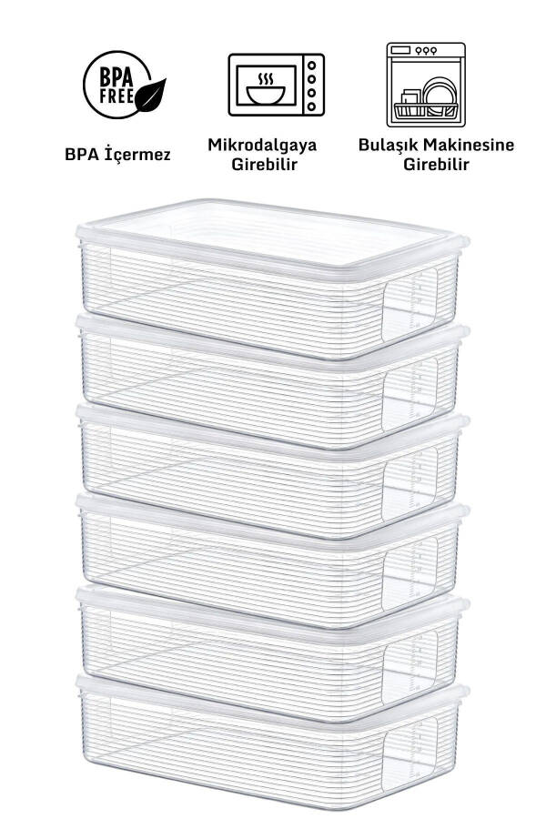 6 Pack 3.5 Liter Refrigerator Organizer Storage Containers - Freezer and Microwave Safe - 9