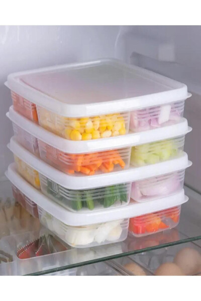 6 Pack 4 Compartment Meal Prep Food Storage Containers for Peas Corn Meat Broth Freezer Storage Box - 5