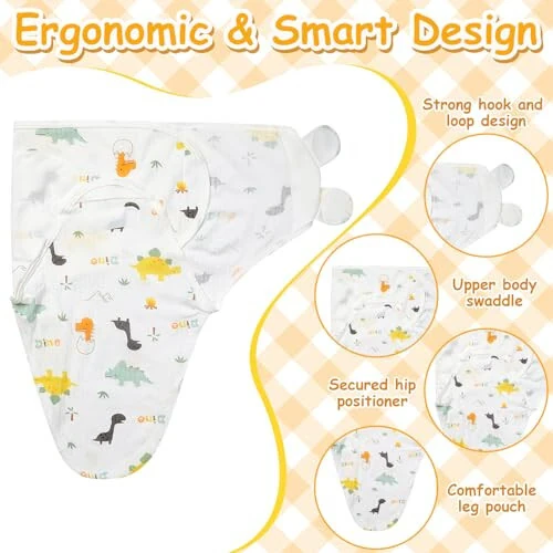 6 Pack Baby Swaddle Blanket with Hats Set for 0-3 Months Preemie Newborn Sacks Soft Cotton Wearable for Baby Boy and Girl (Yellow,Rainbow) - 21