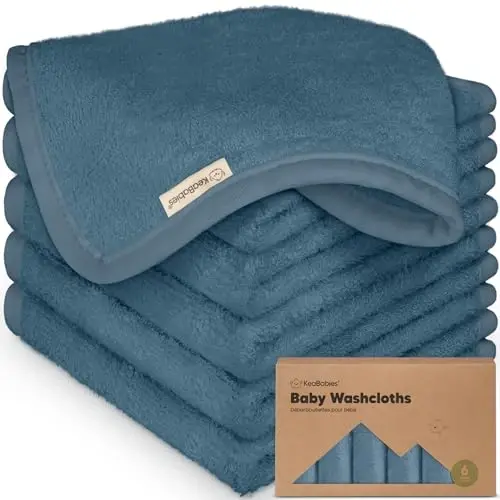 6-Pack Baby Washcloths, Soft Absorbent Washcloths for Face, Body(Navy Blue) | Viscose from Bamboo Washcloths, Baby Towels, Newborn, Kids, Toddlers, Infant, Gentle on Sensitive Skin, 10x10, Reusable - 1