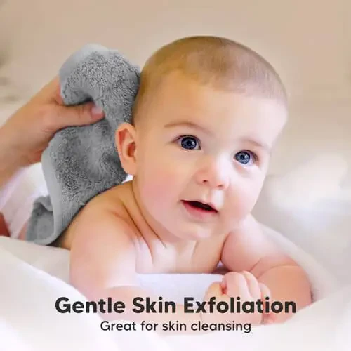 6-Pack Baby Washcloths - Soft Viscose Derived from Bamboo Washcloth, Baby Wash Cloths, Baby Wash Cloth for Newborn, Kids, Bath Baby Towels, Face Towel, Face Cloths for Washing Face(Cool Gray) - 3