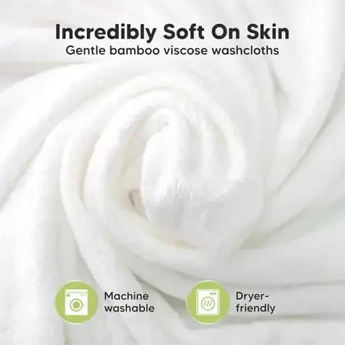 6-Pack Baby Washcloths - Soft Viscose Derived from Bamboo Washcloth, Baby Wash Cloths, Baby Wash Cloth for Newborn, Kids, Bath Baby Towels, Face Towel, Face Cloths for Washing Face(White) - KeaBabies (1)