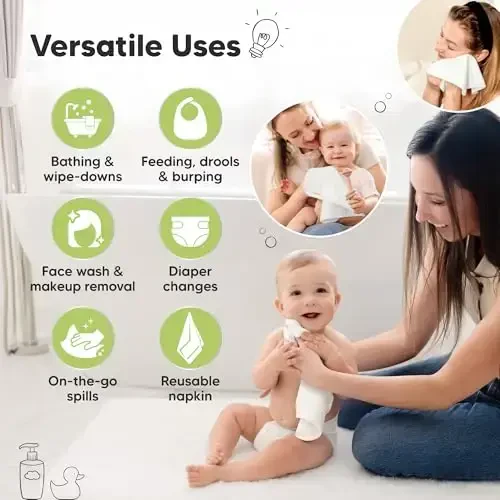 6-Pack Baby Washcloths - Soft Viscose Derived from Bamboo Washcloth, Baby Wash Cloths, Baby Wash Cloth for Newborn, Kids, Bath Baby Towels, Face Towel, Face Cloths for Washing Face(White) - 6