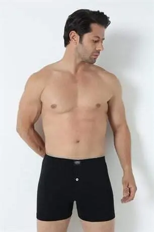 6 Pack Black Men's Combed Cotton Towel Waist Boxer Briefs %100 Cotton - 3
