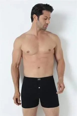 6 Pack Black Men's Combed Cotton Towel Waist Boxer Briefs %100 Cotton - 4