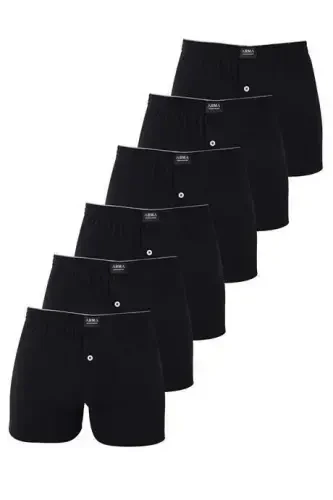 6 Pack Black Men's Combed Cotton Towel Waist Boxer Briefs %100 Cotton - 14